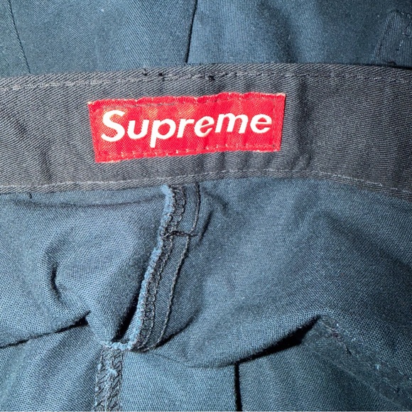 Vintage Supreme Work Pants Zip Pockets Mens Size 34X30 Navy Blue Rare - Picture 9 of 10